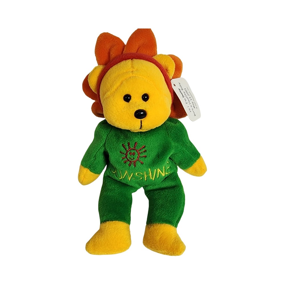 Plushland Daisy March of Dimes Sunshine Flower‎ Bear Green Romper 2001 9 inch